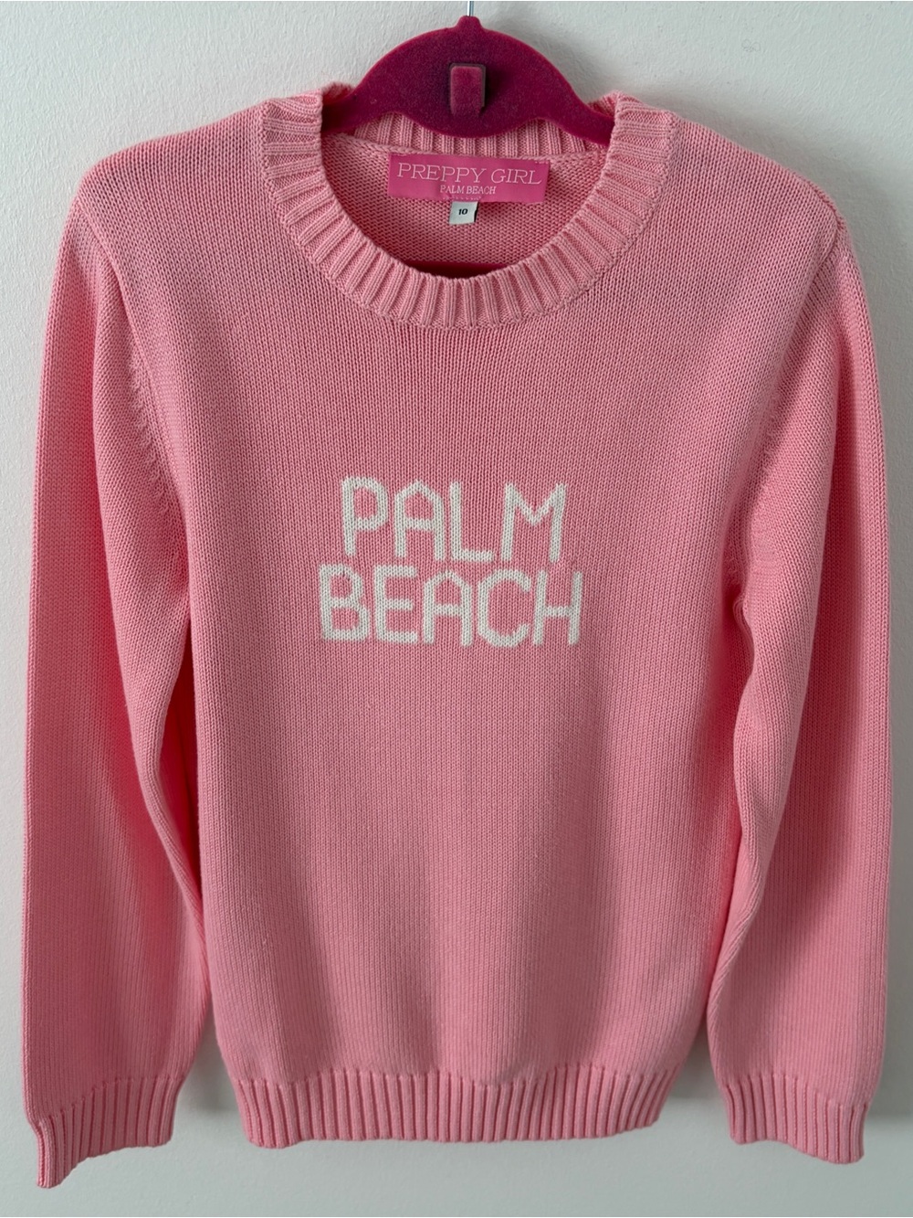 Preppy Girl Palm Beach Pink Sweater Size 10 Cotton Acrylic Crewneck Coastal*37